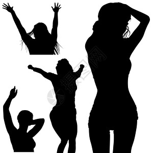 女孩轮光片集插图夜生活欢呼娱乐女子数字舞蹈女士乐趣黑色背景图片