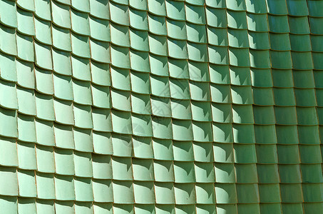 传统中国绿色青色瓷砖 曲线墙背景图片