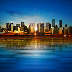 摩天大楼平静海含有vancouver全景的抽象背景阴影建筑城市插图星星白色蓝色天际市中心景观插画