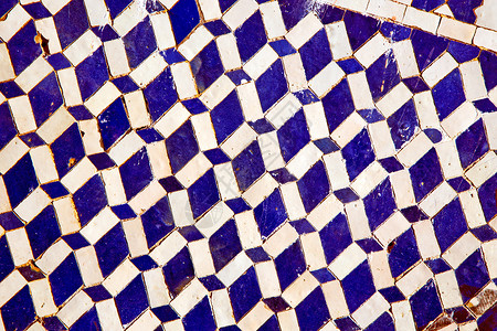 非洲瓷砖蓝色背景纹理中的 morocco马赛克海浪框架菱形打印纺织品旅行路面陶瓷阴影背景图片