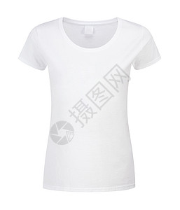 孤立的白白T恤衫空白店铺运动裙子衣服纺织品白色棉布广告女性背景图片