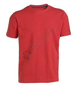 白色背景上孤立的红色红色T恤衫高清图片