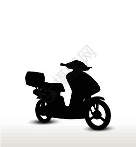 自行车轮式阴影草图姿势黑色摩托车冒充插图白色公路背景图片