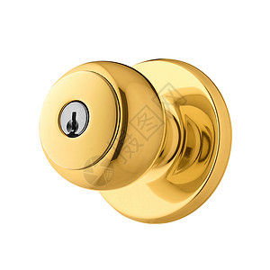 金金门Knob金子钥匙棕色入口拉丝宏观金属锁孔青铜白色背景图片