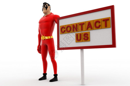 3D超级英雄 联系我们签名板概念超级英雄插图卡通片木板背景图片