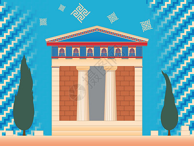 希腊柱子希腊古希腊国库插画