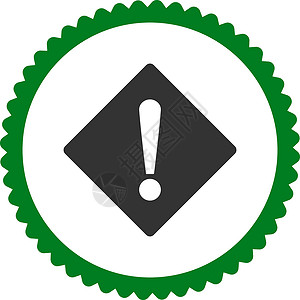 错误平面绿色和灰色平板错误警报海豹菱形字形惊呼风险警告失败冒险邮票背景图片