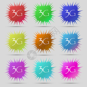 3G 标志图标 移动电信技术符号 9个原针扣 矢量数据标签邮票边界插图令牌框架质量按钮电话背景图片