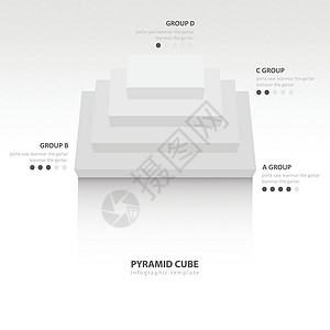 金字塔 立方体 Infograph 顶部视图白色平衡背景图片
