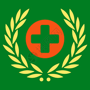 和红十字会医疗保健标志图标荣誉橙色桂冠优胜者成就药店标签国家援助药品插画