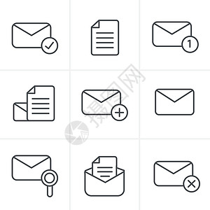 信件和信封图标用于信件的一组图标 矢量设计设计图片