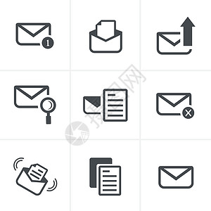 信件和信封图标用于信件的图标集 矢量设计网站界面电子邮件技术网络互联网纽扣垃圾邮件插图地址设计图片