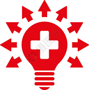 紫外线灯消感染灯光图标暗示气泡医疗消毒解决方案灯泡活力红色经营药品插画