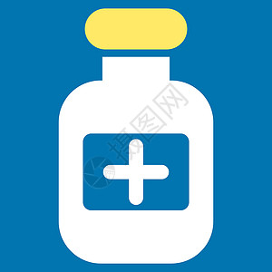 黄色药瓶药瓶图标治愈药物管子药店字形白色饮料背景制药药品插画