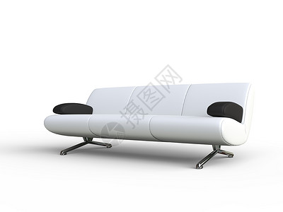 白沙发带黑盔白色奢华软垫装饰座位家具枕头扶手椅公寓休息室背景图片
