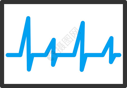 诊断图心电图图标灰色心脏救护车字形脉搏情况频率医学心电图蓝色插画