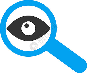 佩琦调查图标探索眼睛学习放大镜眼球探险家蓝色字形检查侦探插画