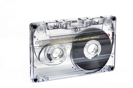透明磁带素材特写旧音频磁带磁带标签技术塑料磁铁娱乐立体声数据记录录音机工作室背景