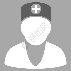 医生图标急救员保健医疗护理人员灰色白色医师情况药品字形背景图片