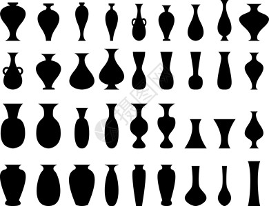 玻璃黑色黑色双影花瓶套装在白色上插画