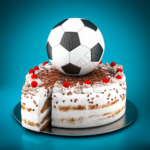 白色足球想像一个足球球蓝色白色运动皮革健身体育蛋糕团队圆圈器材背景