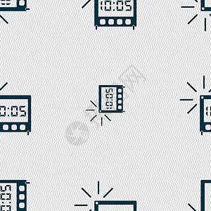 电子时钟数字提醒时钟图标符号 无缝抽象背景 带有几何形状 矢量办公室屏幕展示生活日历按钮手表电子小时标签插画