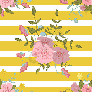 粉色小野花大 小粉色 蓝色和黄色的抽象花卉组合物生日装饰品花园绘画叶子问候语墙纸玫瑰水彩婚礼插画