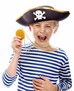 手绘海盗帽海盗叫喊声男孩水手船长双角兽队长航行戏服眼罩双角舞会背景