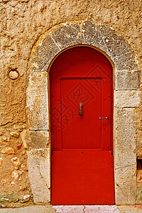 扇门乡村木头红色框架房子装饰繁荣遗产安全木板背景图片