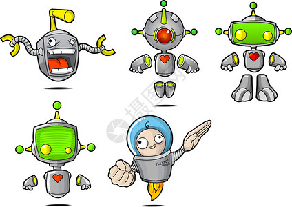 卡通机器人机械复古科学玩具电子产品风格生物乐趣卡通片行业背景图片