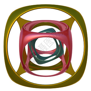 抽象电线框架几何图红色插图青铜行动正方形圆形绿色几何反光背景图片