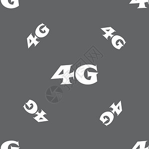 无线符号4G 符号图标 移动电信技术符号 灰色背景上的无缝模式 矢量标签标准质量令牌电话数据边界互联网邮票框架插画