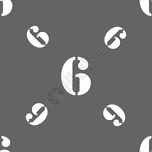 数字 6 图标符号 灰色背景上的无缝模式 矢量标签插图按钮标识质量成就邮票背景图片