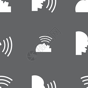 平坦的现代网络图标 在灰色背景上的无缝模式 矢量男人白色说话标签高声插图喷嚏夹子讲话背景图片