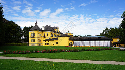 Hellbrunn宫殿和公园背景