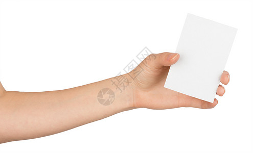 人左手拿着小白纸空白男人女士白色手指卡片背景图片