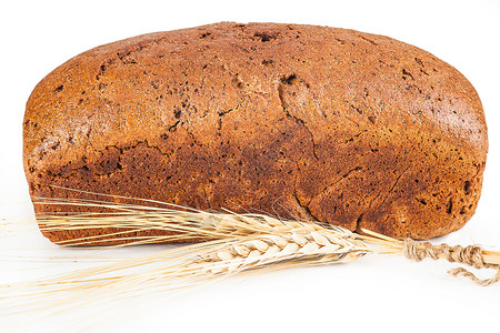 含小麦耳朵的褐面包面团包子粮食白色早餐棕色种子面粉酵母食物背景图片