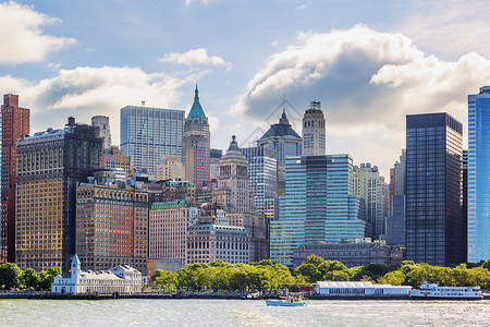 纽约市与曼哈顿天线河高清图片素材