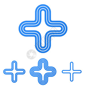 双色十字架标识蓝线加标志设计套品牌插图多边形网络药品星星导航收藏条纹徽章插画