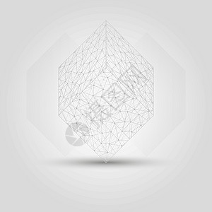 立方体 从混乱连接点中取出正方形科学圆圈技术网格白色网络数据三角形不规律的高清图片素材