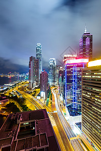 香港夜景天际天空地标金融蓝色风景场景摩天大楼城市市中心商业高清图片素材