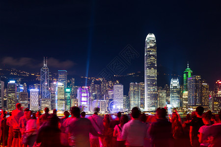 香港市之夜 人潮拥挤背景图片