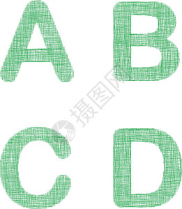 绿色织物字体集-字母 A B C D背景图片