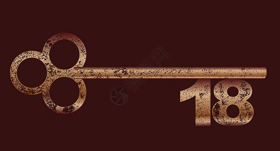脏铜18键绘画艺术品金属钥匙棕色插图庆典艺术生日卡片背景图片