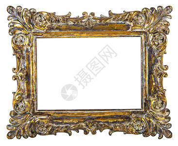 金金图画框木头风格金子艺术财富白色框架博物馆正方形空白背景图片