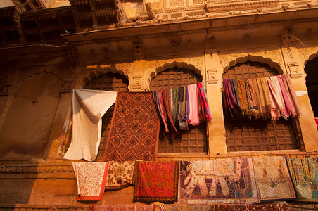 斋沙默尔城堡Jaisalmer堡集市背景