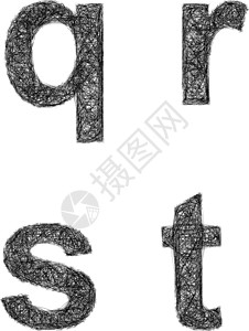 素描字体集-小写字母 q r s t背景图片