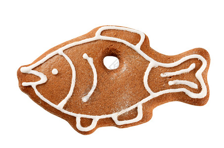 姜饼饼干鲤鱼白色食物动物装饰小吃美食饼干背景图片