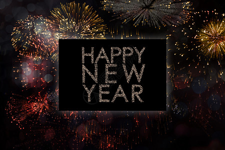 新年快乐闪闪发光的新一年综合图像焰火圆圈蓝色派对计算机黑色活力新年辉光庆典背景图片