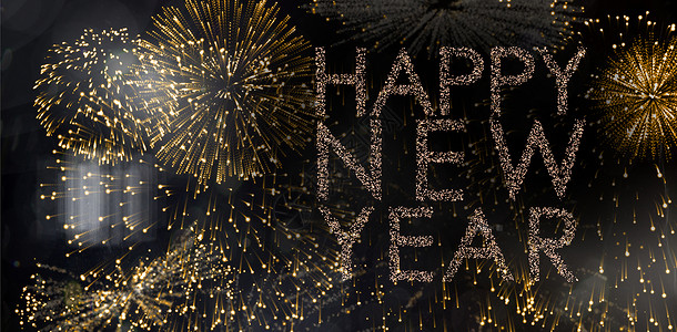 新年快乐闪闪发光的新一年综合图像活力焰火派对绘图庆典黑色青铜计算机新年背景图片